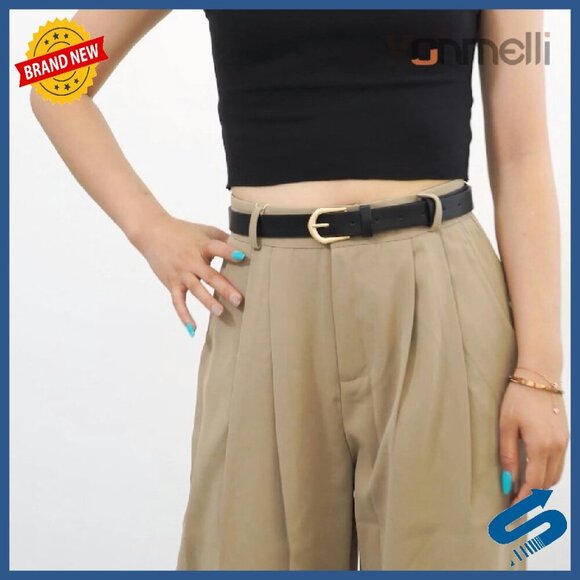 4 Pack Thin Leather Belts Skinny Waist Gold Buckle Women\'s Fashion main image 5